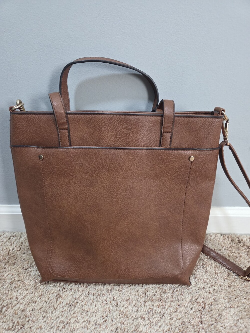 Classic Brown Tote Bag with Removable Strap